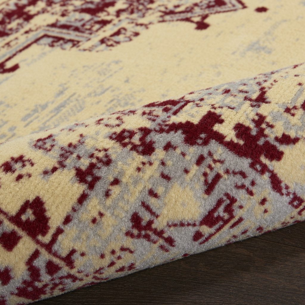 6′ X 9′ Cream Damask Power Loom Area Rug