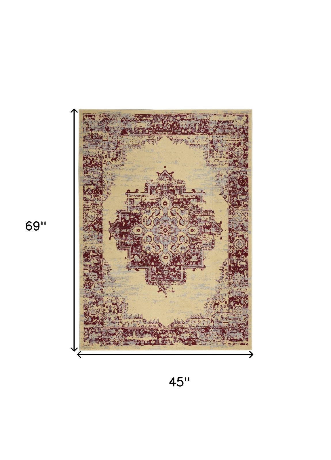 4′ X 6′ Cream Damask Power Loom Area Rug