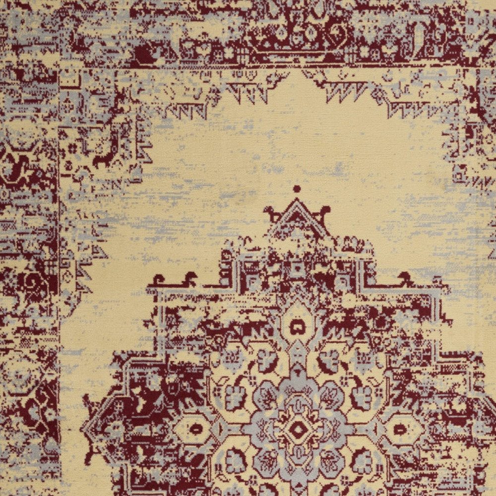 5′ X 7′ Cream Damask Power Loom Area Rug