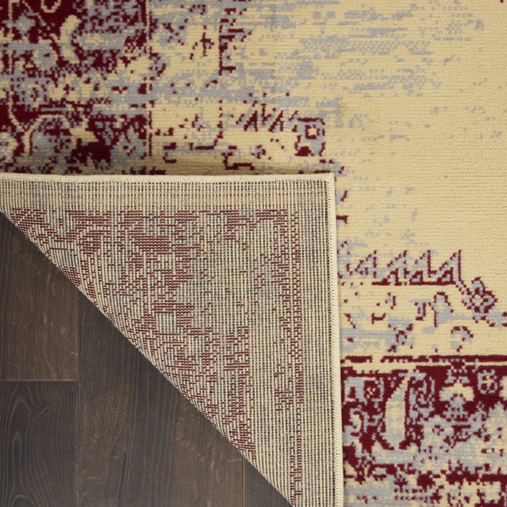 5′ X 7′ Cream Damask Power Loom Area Rug