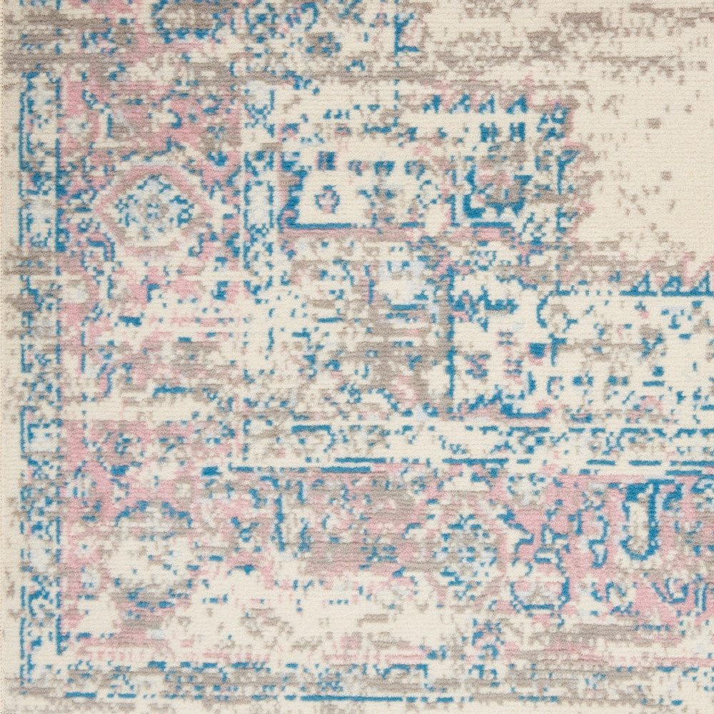 6′ X 9′ Ivory Pink And Blue Medallion Area Rug