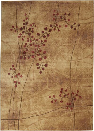 Brown Floral Power Loom Polyester Area Rug