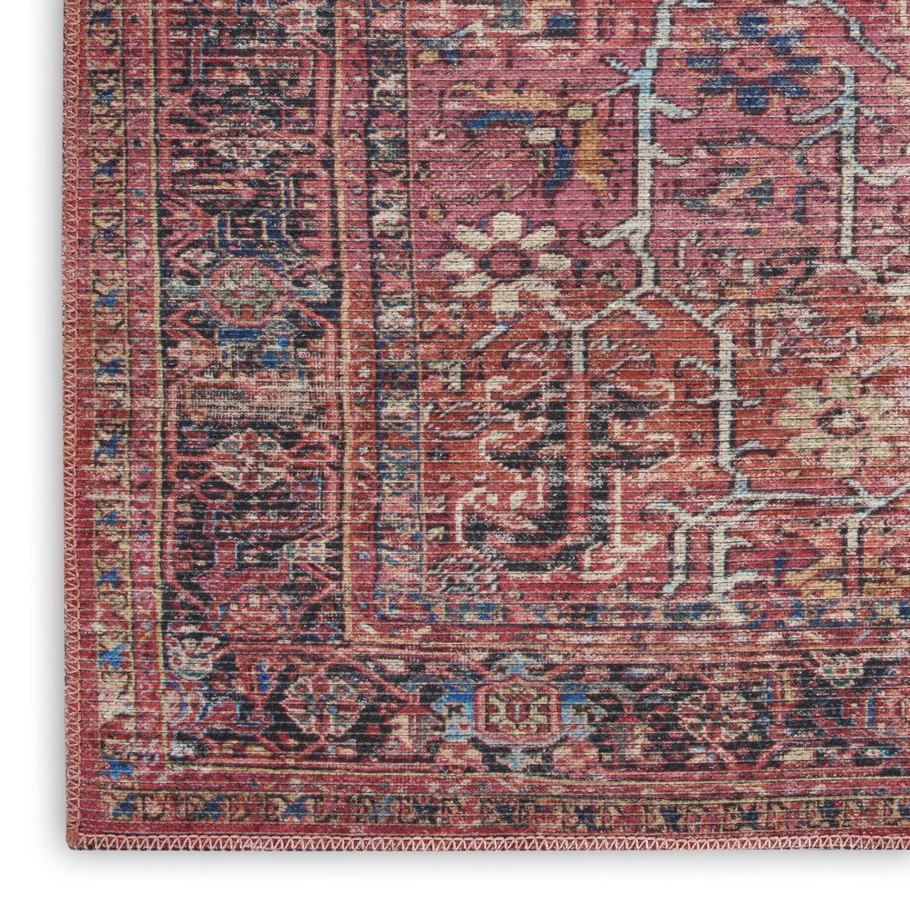 9′ X 12′ Distressed Red Floral Area Rug