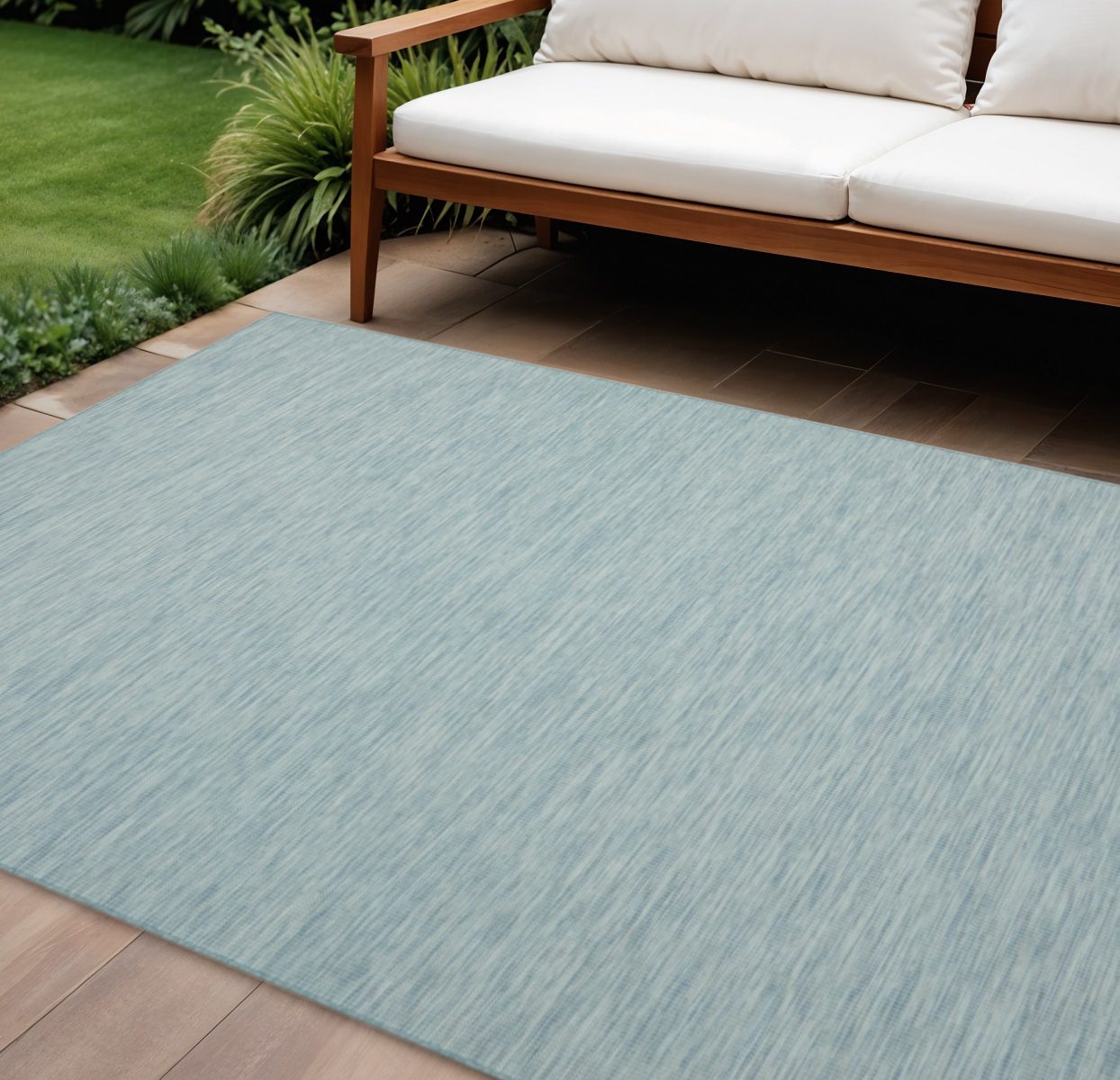 7′ X 10′ Aqua Indoor Outdoor Area Rug