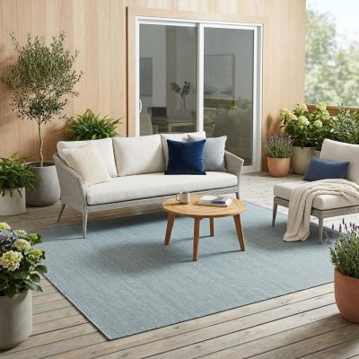 5′ X 7′ Aqua Indoor Outdoor Area Rug