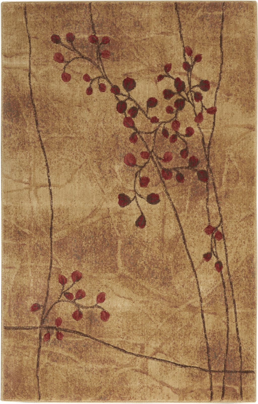 Brown Floral Power Loom Polyester Area Rug, 4′ × 6′