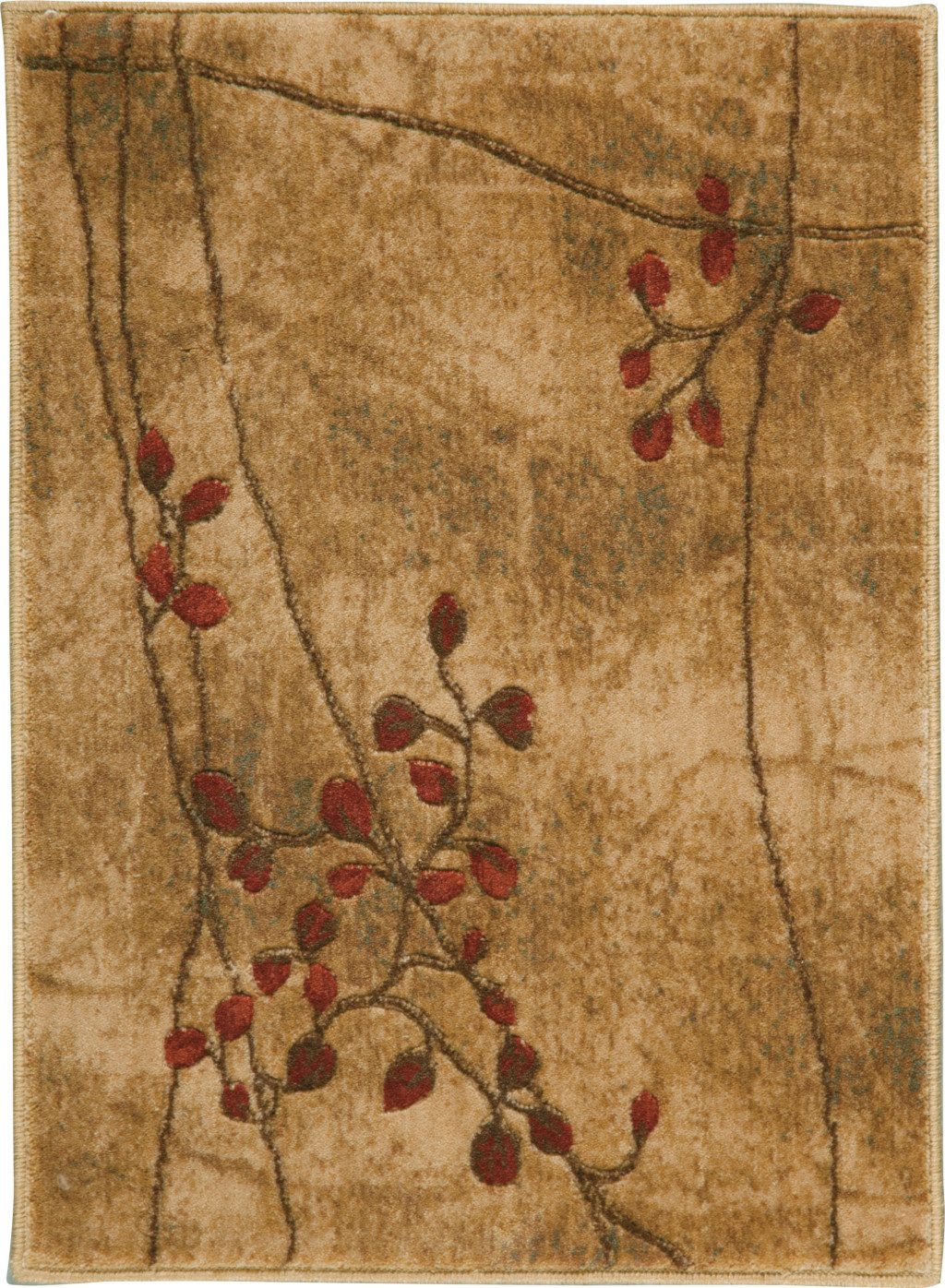 Brown Floral Power Loom Polyester Area Rug