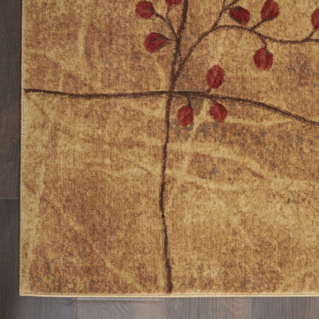Brown Floral Power Loom Polyester Area Rug