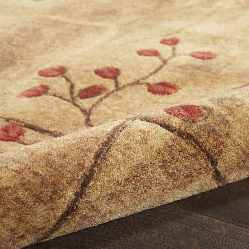 Brown Floral Power Loom Polyester Area Rug