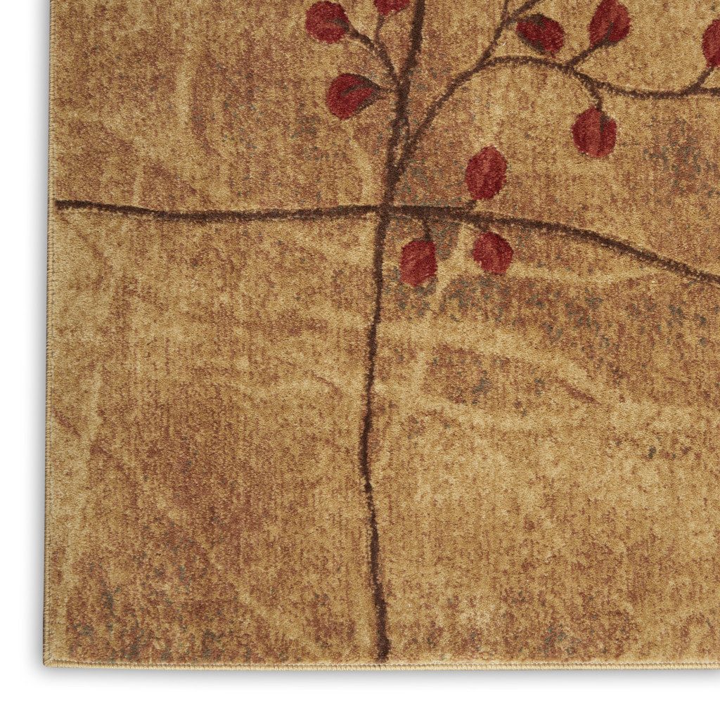 Brown Floral Power Loom Polyester Area Rug