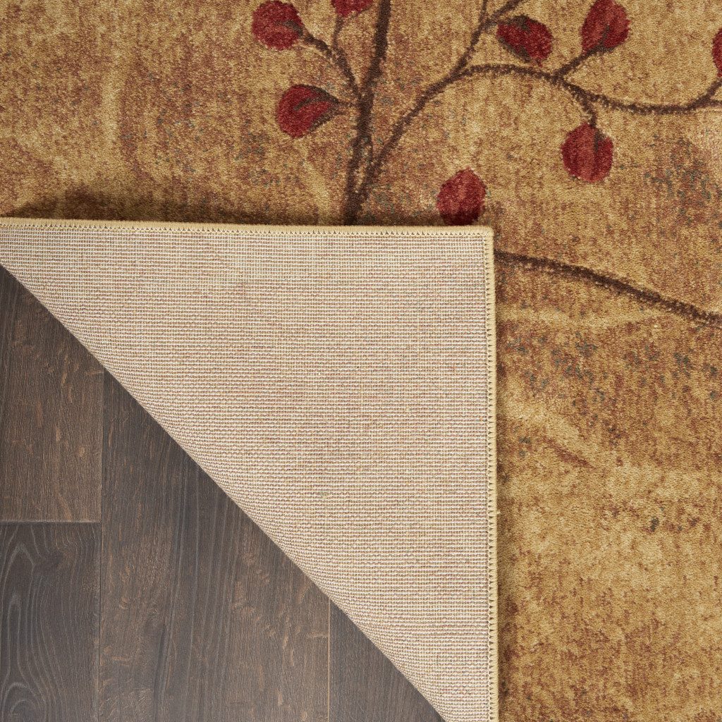 Brown Floral Power Loom Polyester Area Rug