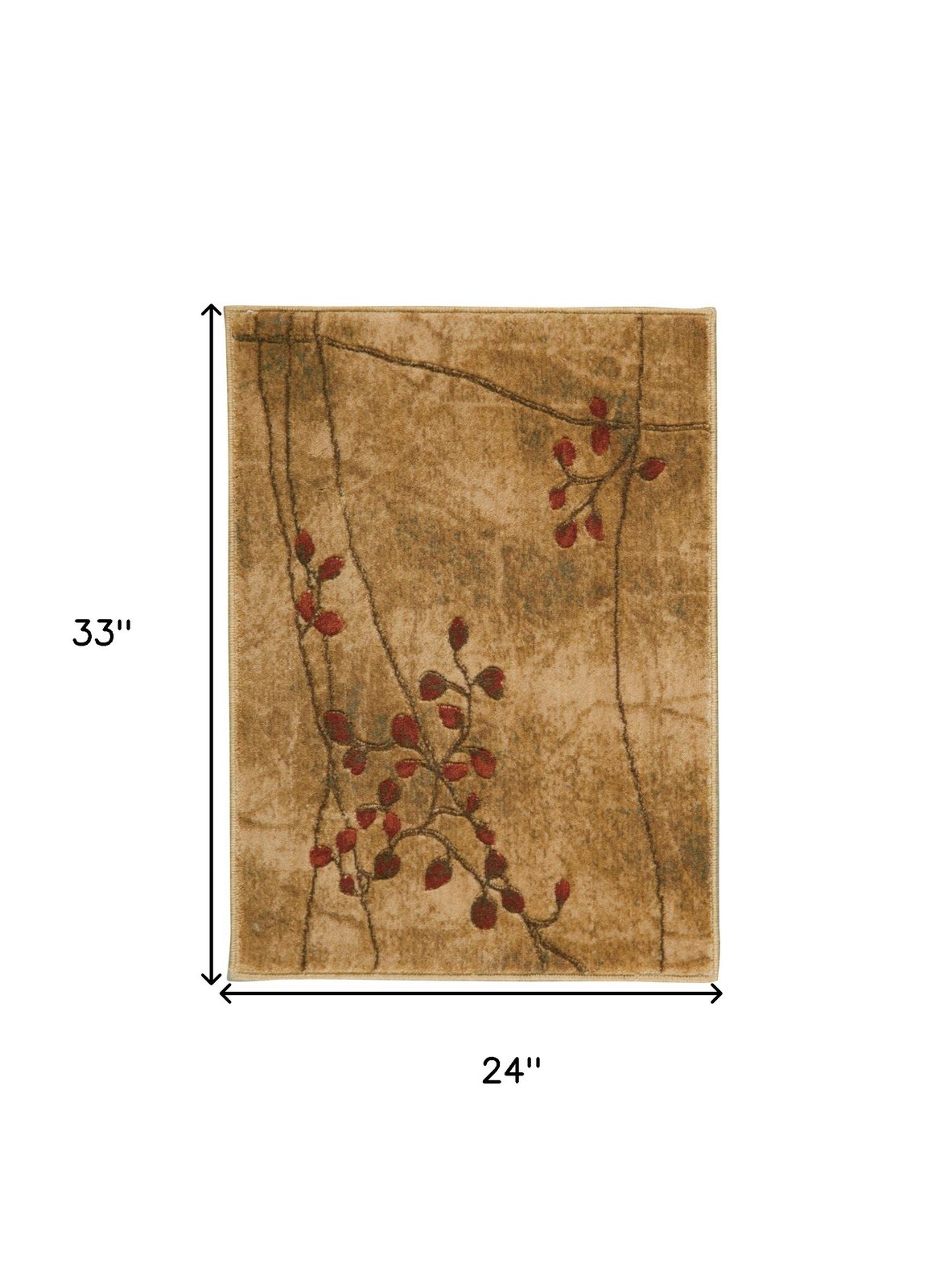 Brown Floral Power Loom Polyester Area Rug