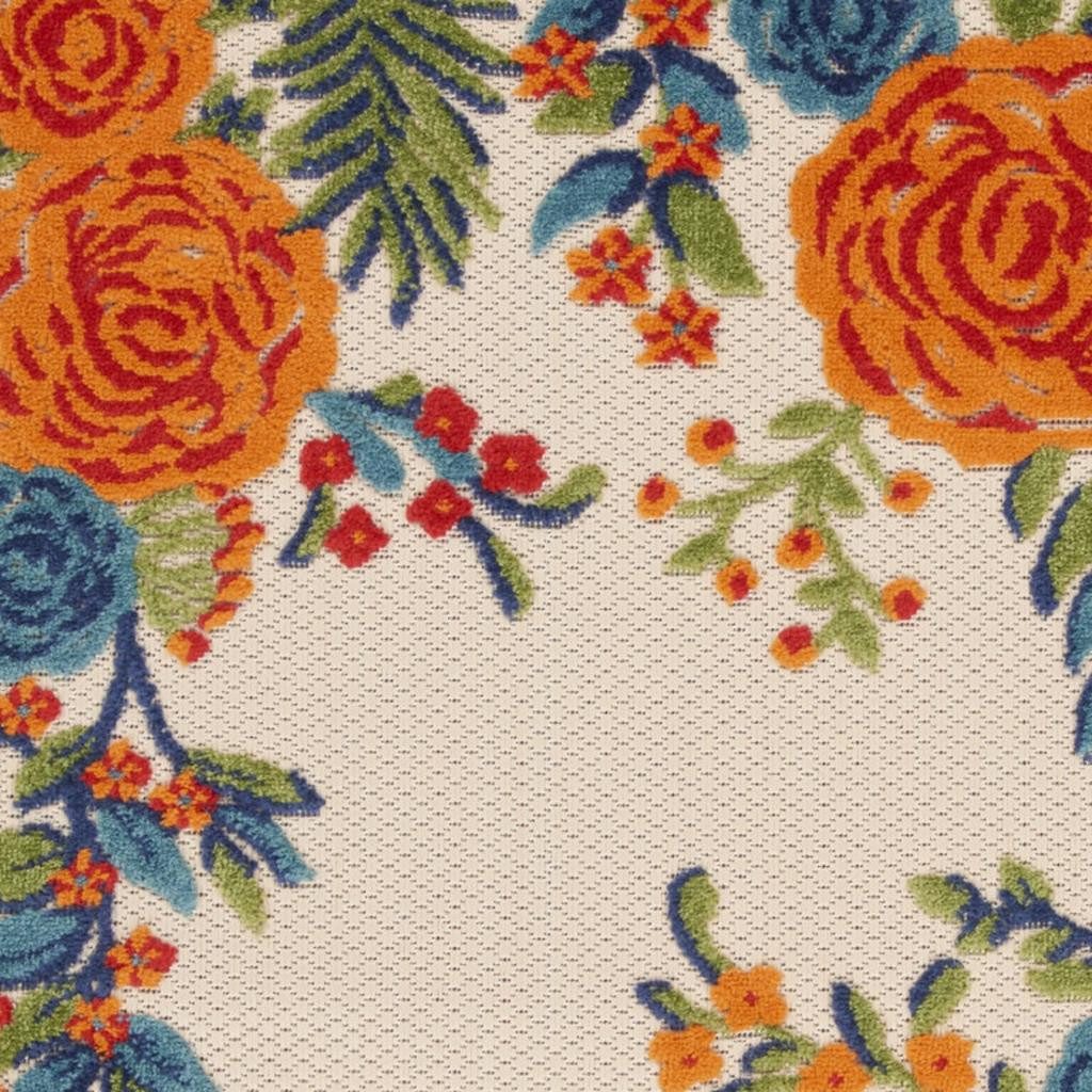 3′ X 4′ Ivory Orange Blue Floral Area Rug II