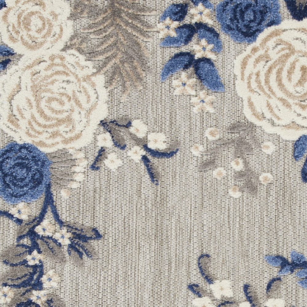 3′ X 4′ Blue and Gray Floral Area Rug III
