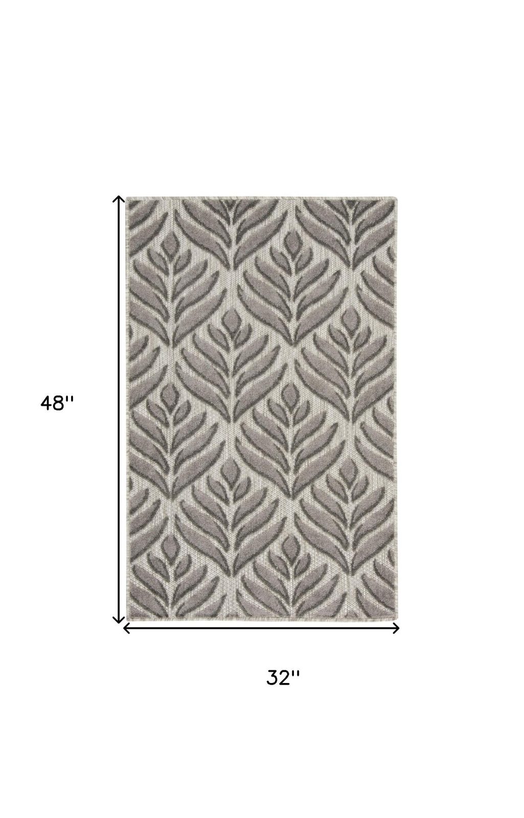 3′ X 4′ Charcoal Floral Indoor Outdoor Area Rug