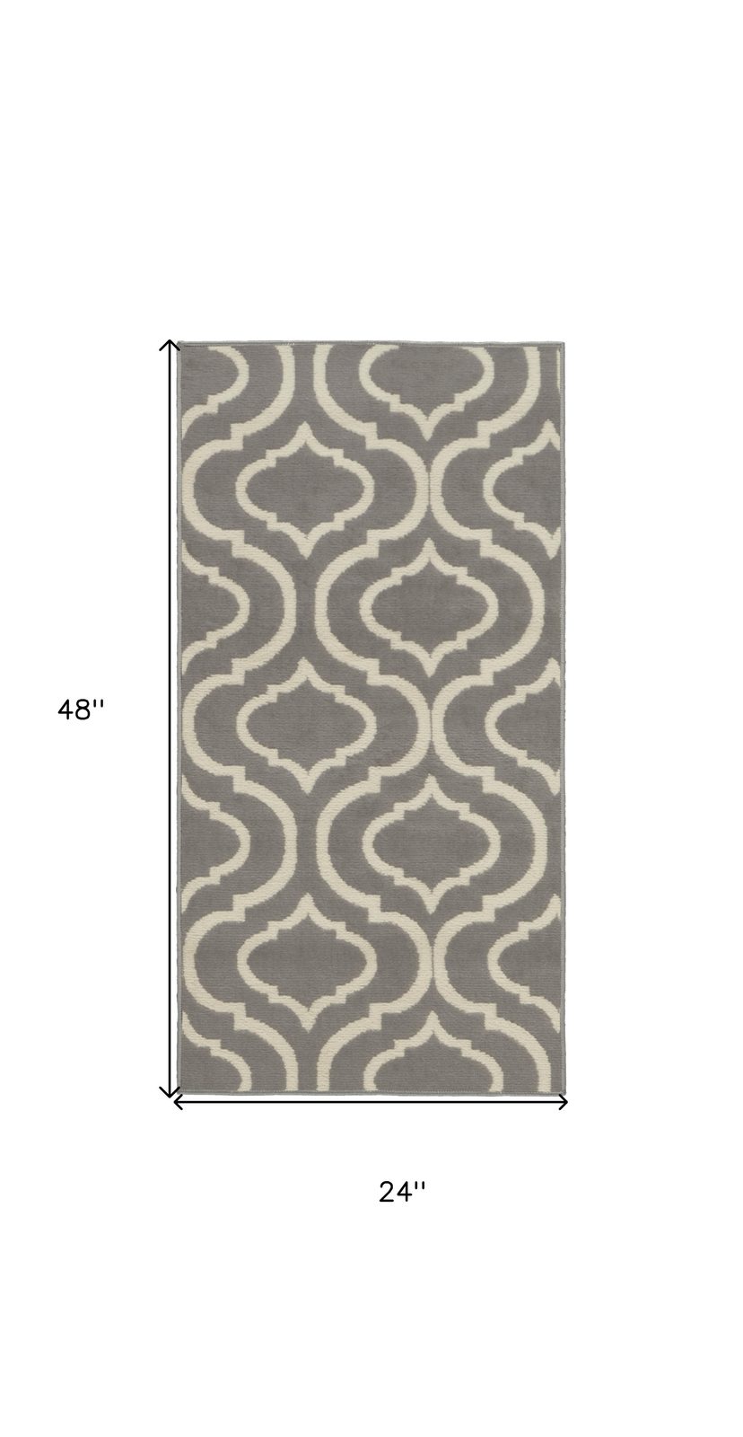 2′ X 4′ Gray Moroccan Power Loom Area Rug