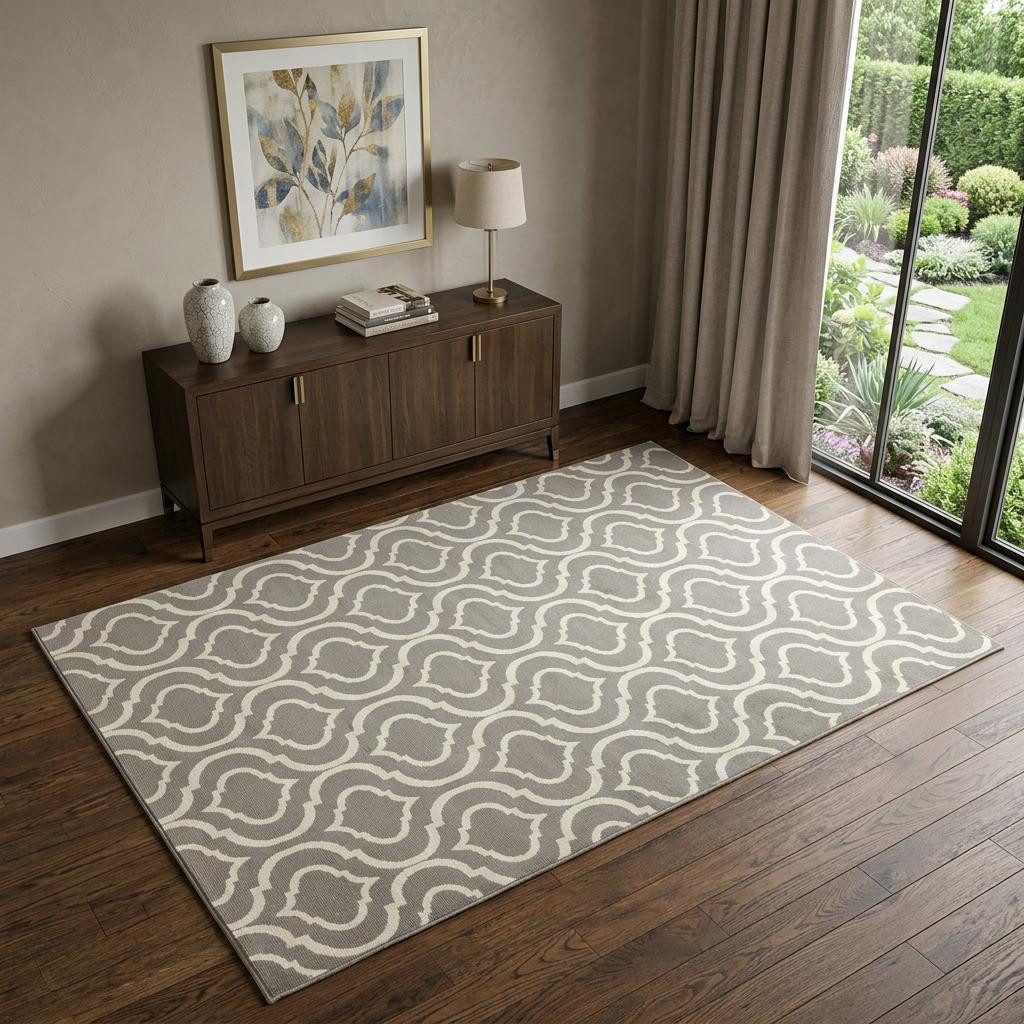 4′ X 6′ Gray Moroccan Power Loom Area Rug