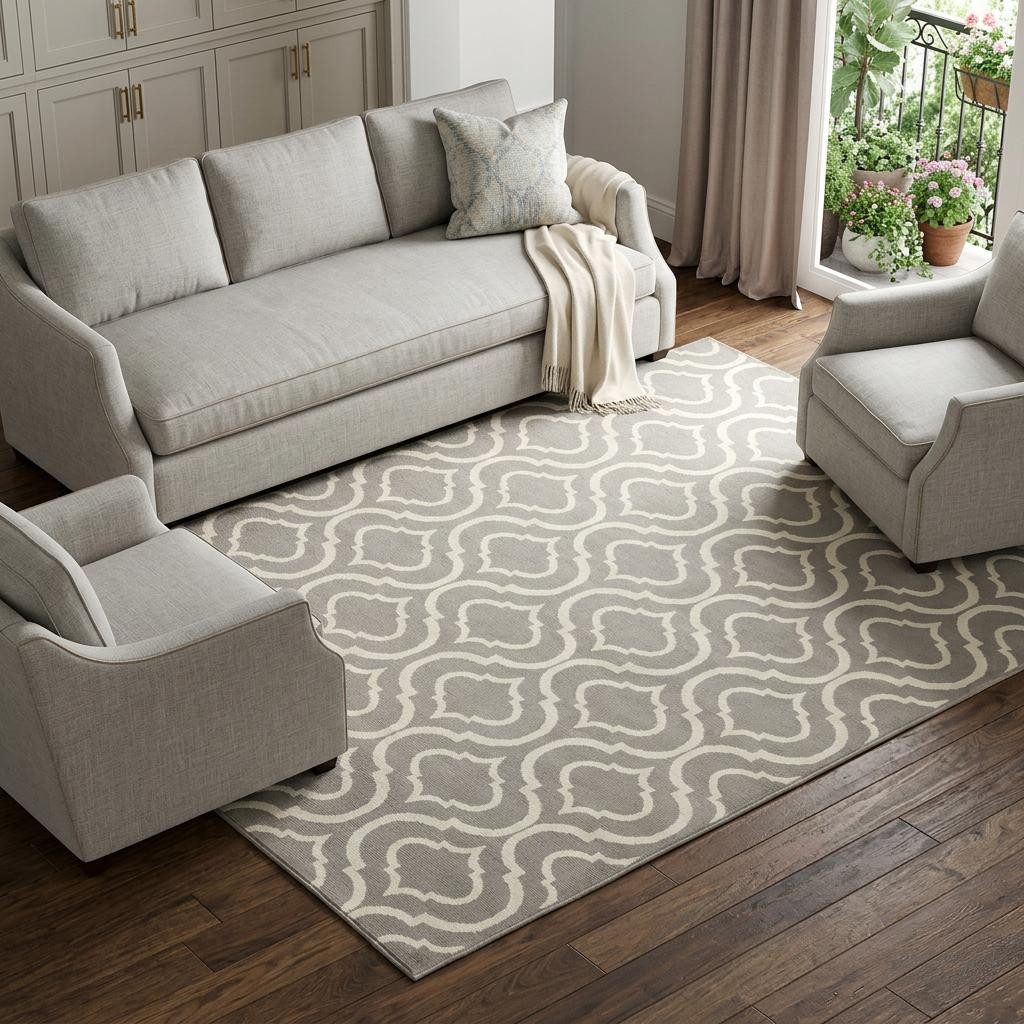 6′ X 9′ Gray Moroccan Power Loom Area Rug