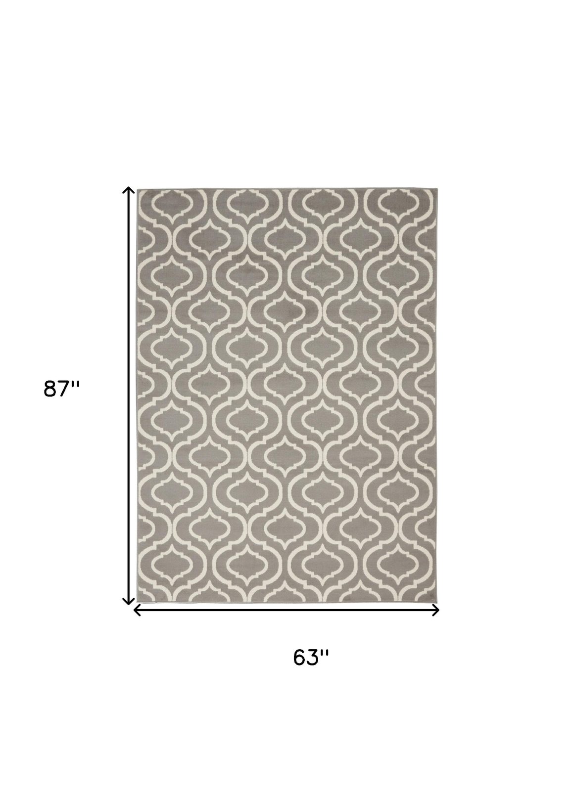 5′ X 7′ Gray Moroccan Power Loom Area Rug