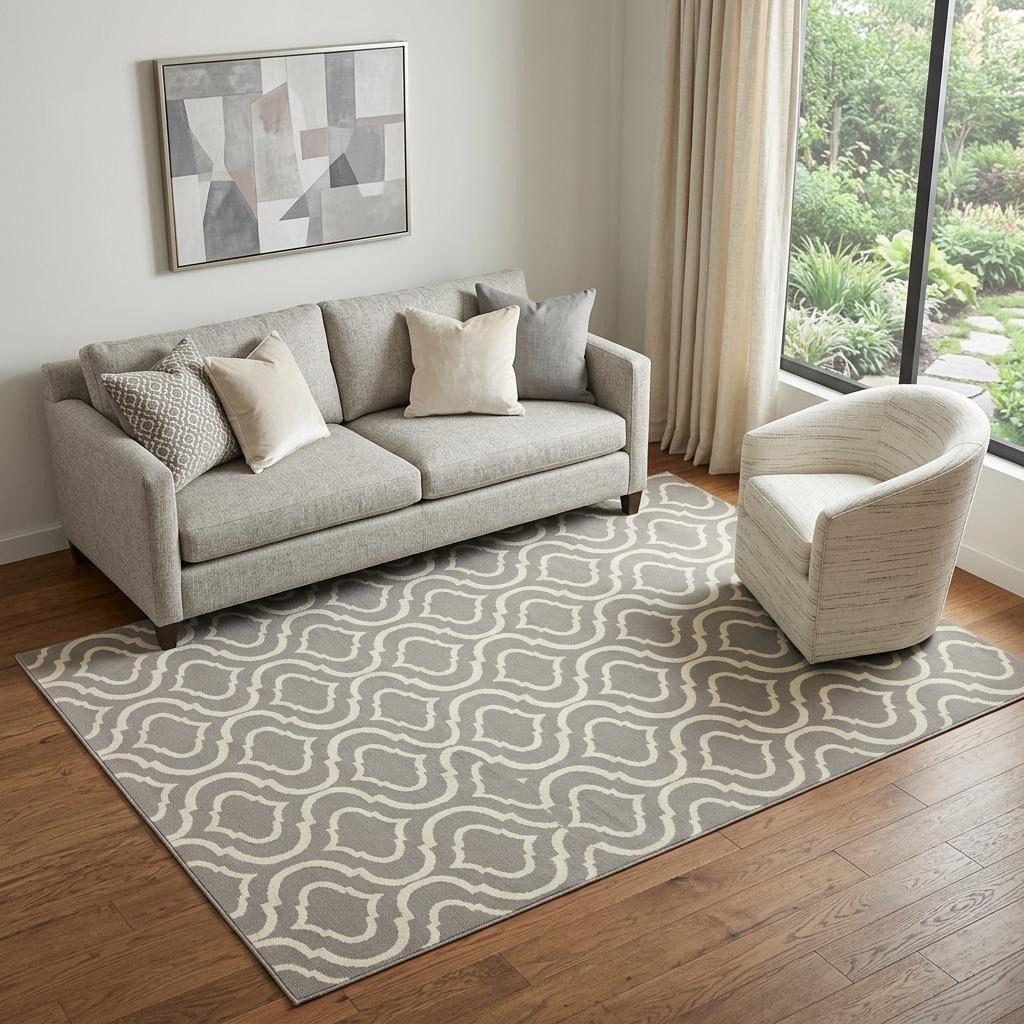 5′ X 7′ Gray Moroccan Power Loom Area Rug