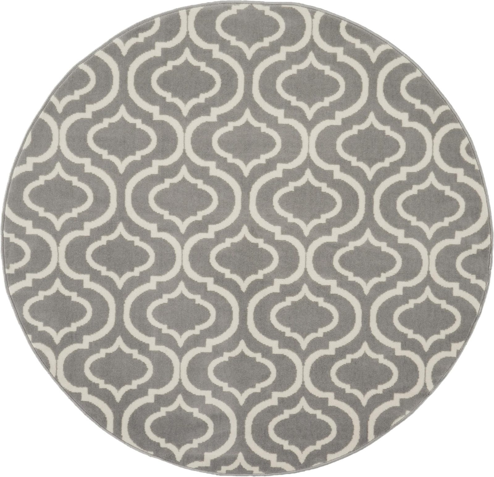 5′ Gray Moroccan Power Loom Round Rug