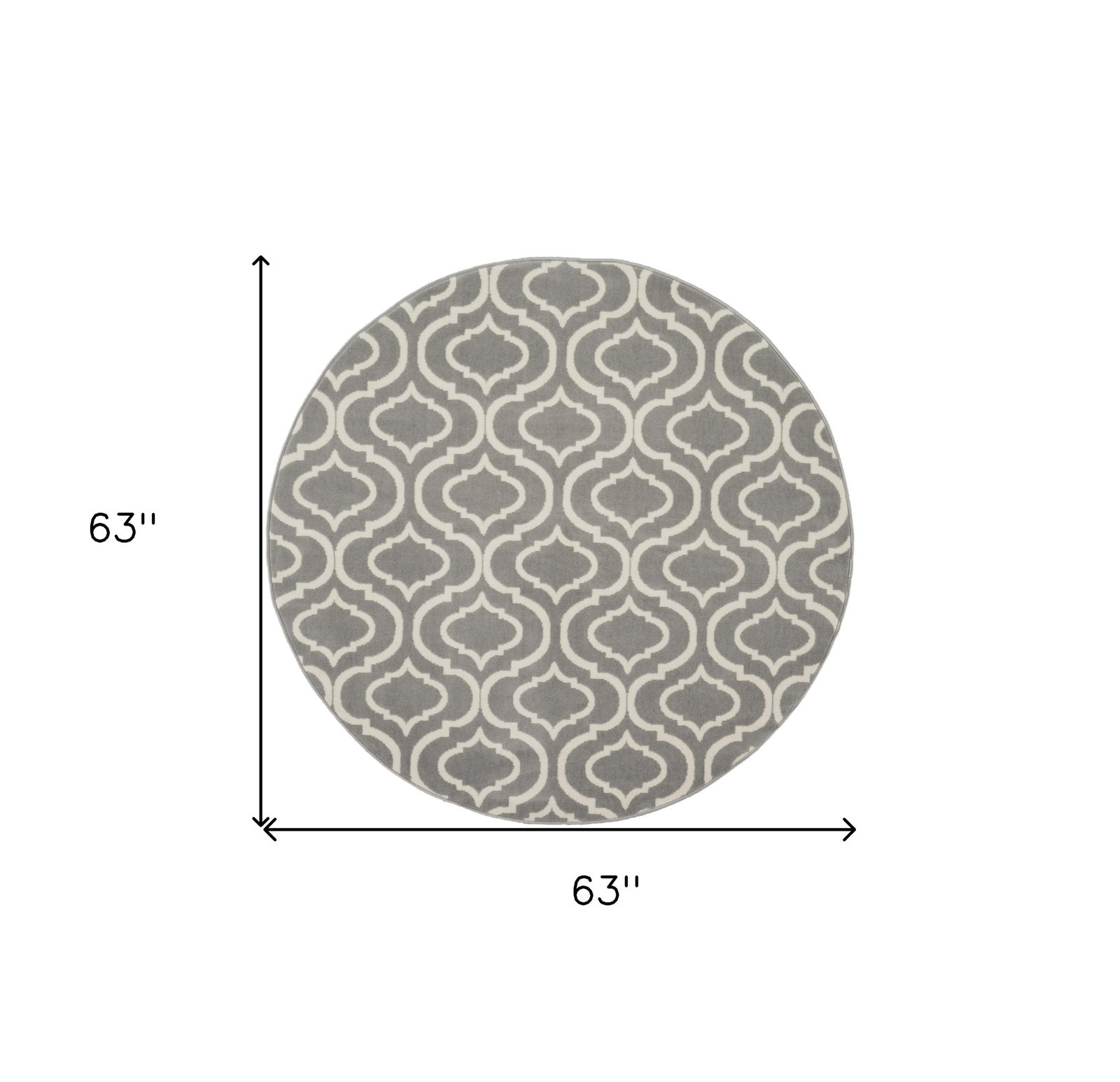 5′ Gray Moroccan Power Loom Round Rug