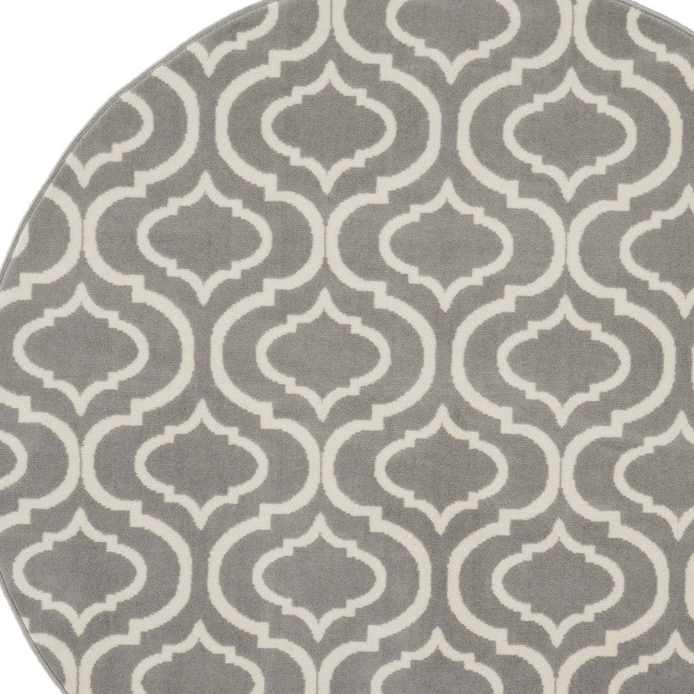 5′ Gray Moroccan Power Loom Round Rug