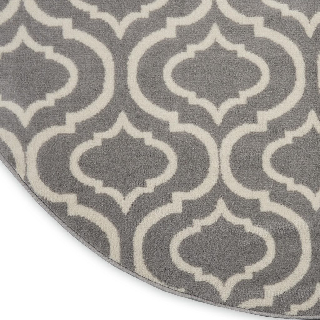 5′ Gray Moroccan Power Loom Round Rug