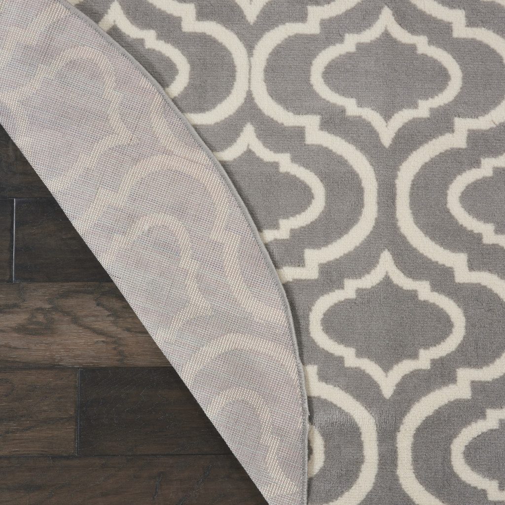 5′ Gray Moroccan Power Loom Round Rug