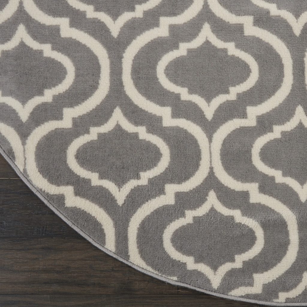 5′ Gray Moroccan Power Loom Round Rug