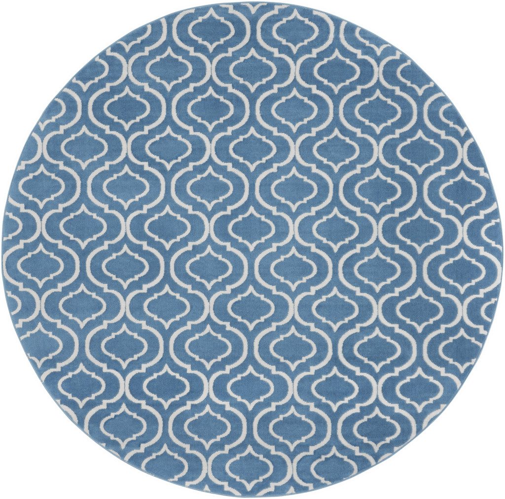 8′ Gray Moroccan Power Loom Round Rug