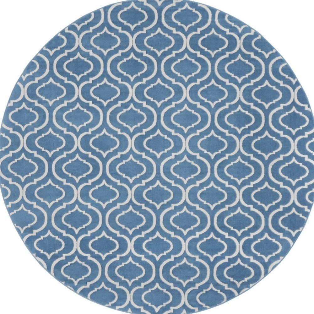 8′ Gray Moroccan Power Loom Round Rug