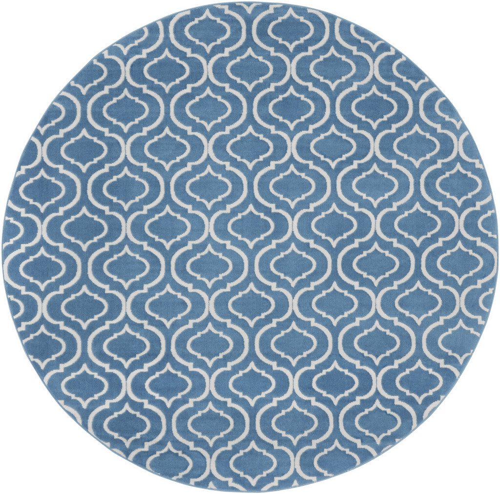 8′ Gray Moroccan Power Loom Round Rug