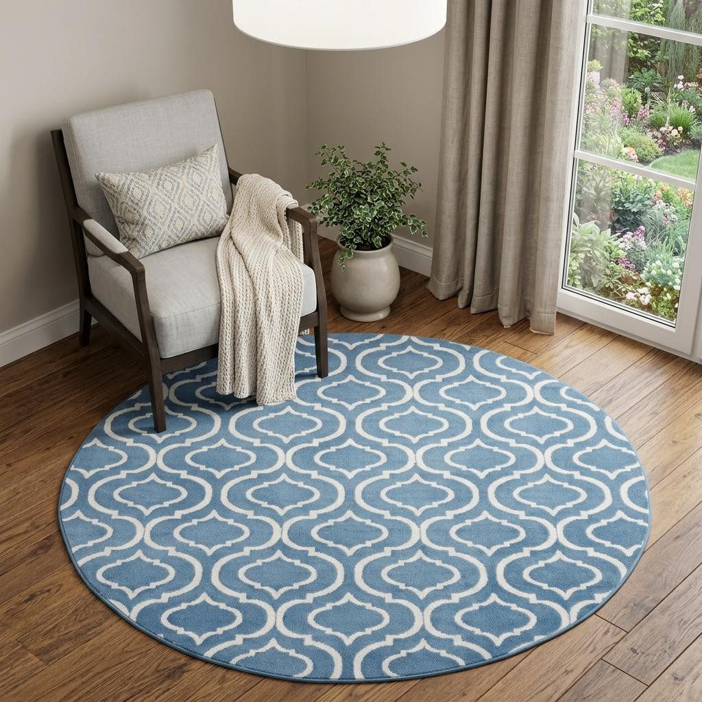 5′ Gray Moroccan Power Loom Round Rug II