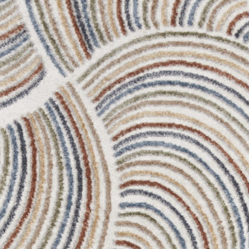10′ Blue and Ivory Abstract Washable Runner Rug