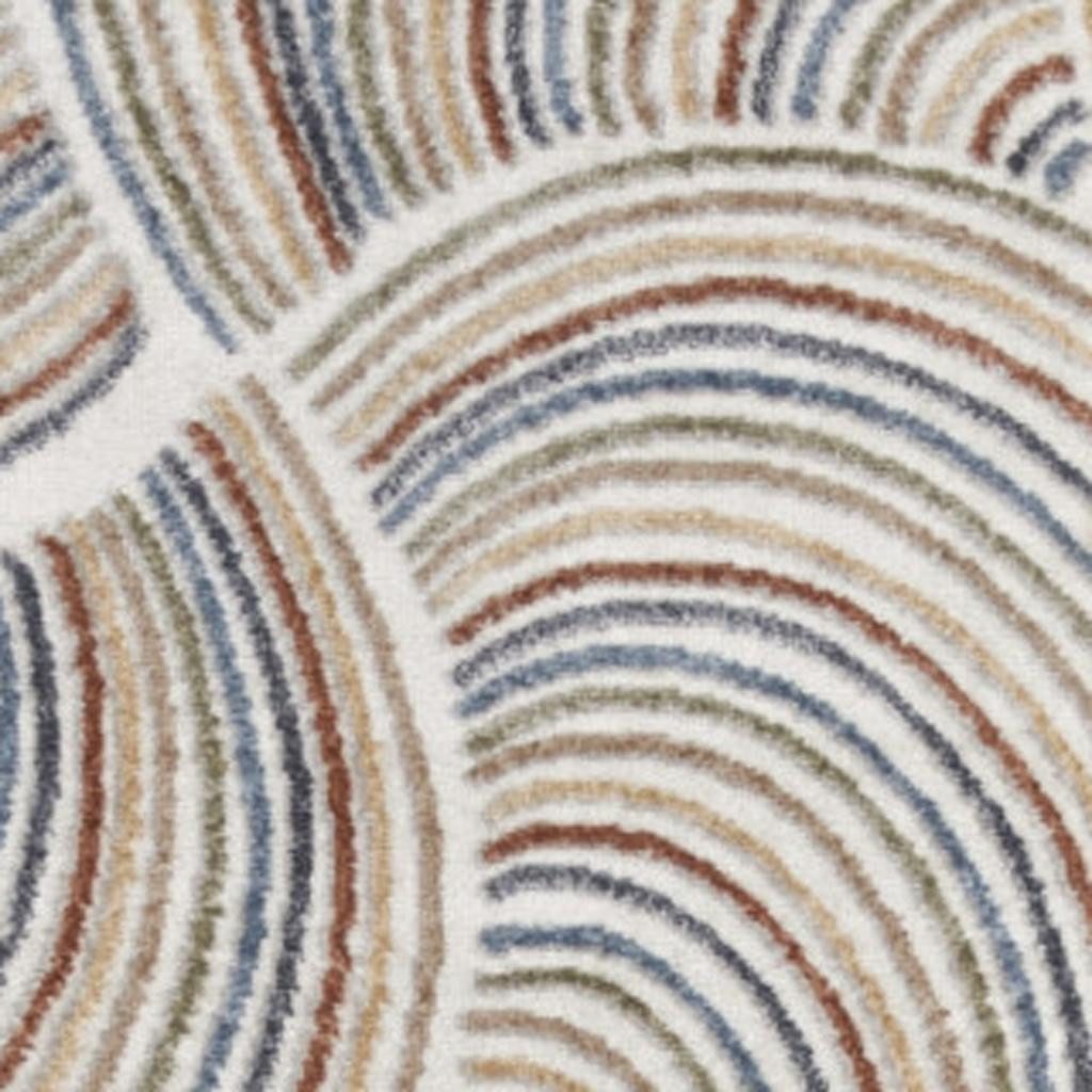 12′ Blue and Ivory Abstract Washable Runner Rug
