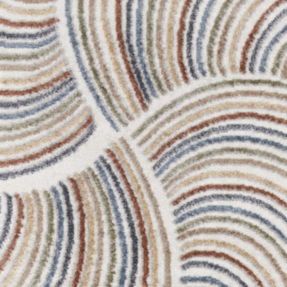 12′ Blue and Ivory Abstract Washable Runner Rug