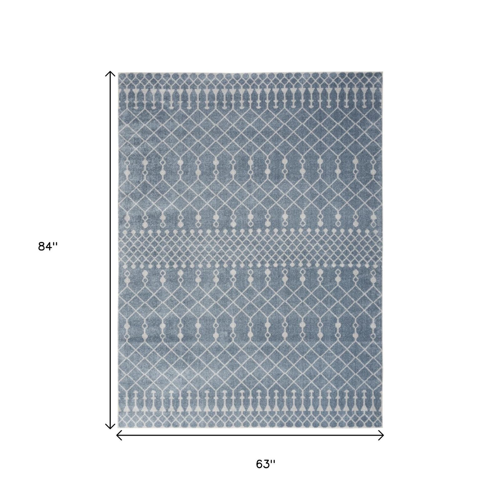 5′ X 7′ Blue And Ivory Abstract Washable Area Rug