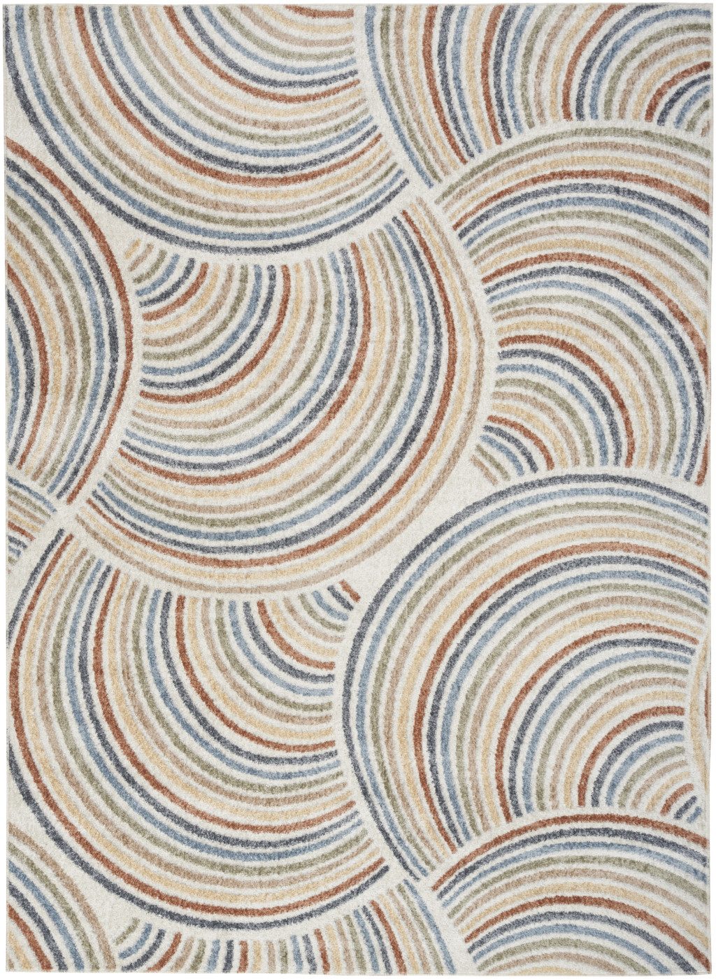 5′ X 7′ Blue and Ivory Abstract Area Rug II