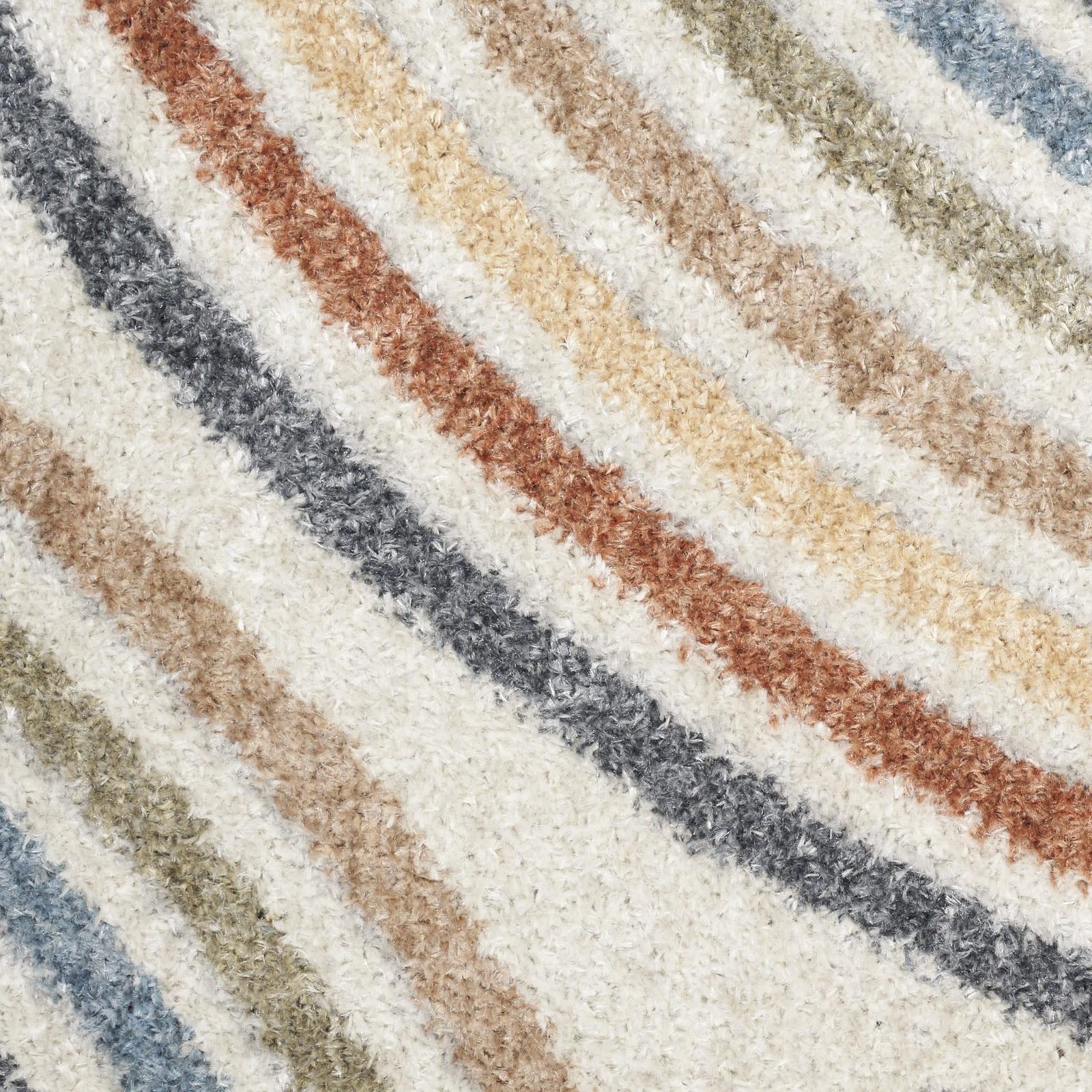 7′ X 9′ Ivory Blue Brown Geometric Washable Area Rug