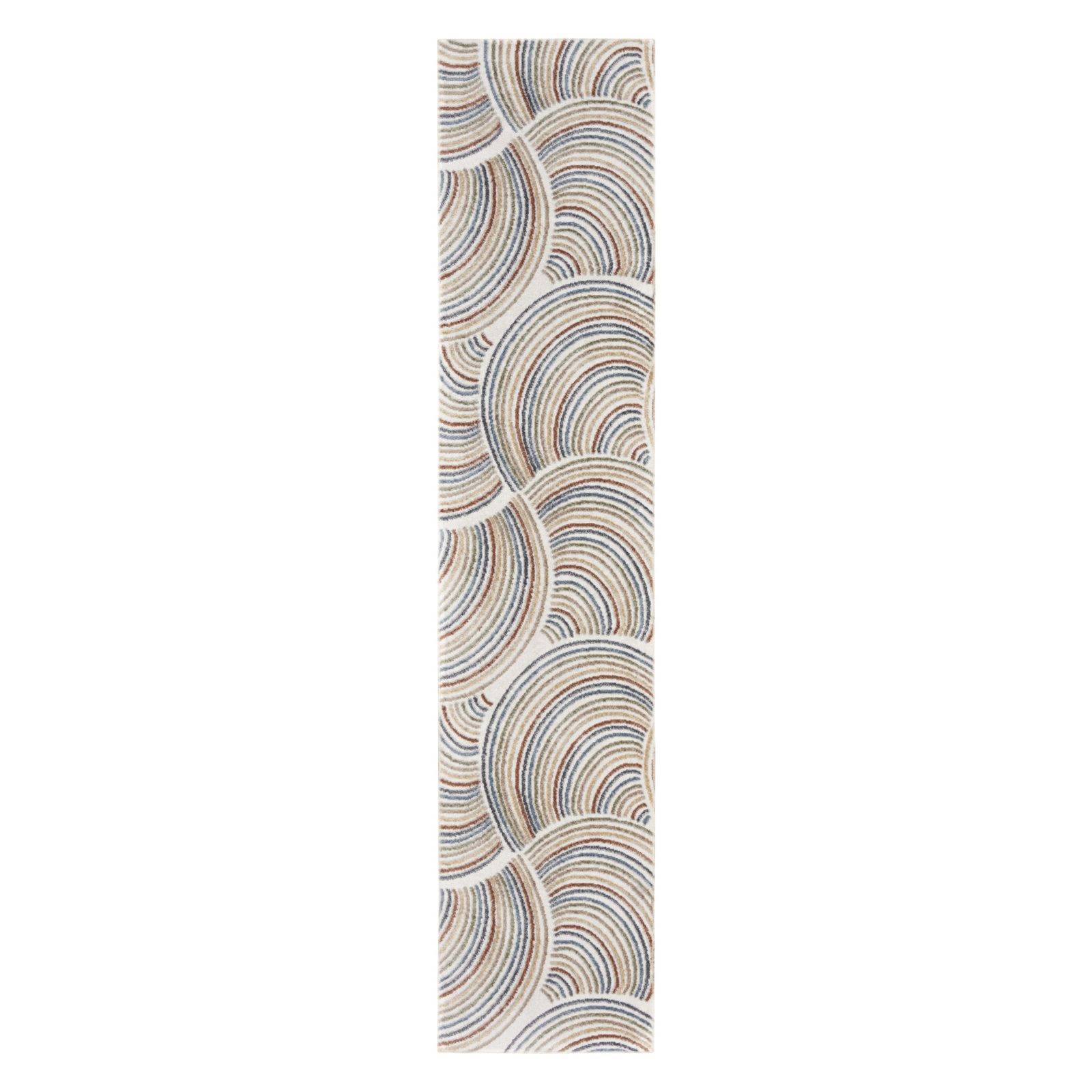 8′ Blue and Ivory Abstract Washable Runner Rug