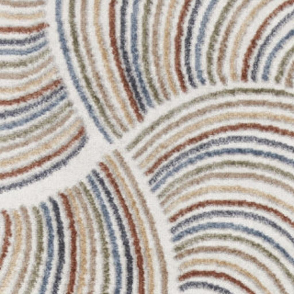 8′ Blue and Ivory Abstract Washable Runner Rug