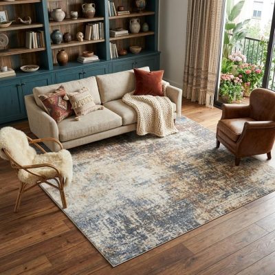 8′ X 10′ Gray and Ivory Moroccan Washable Area Rug