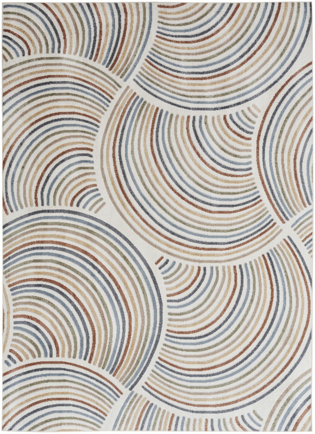 8′ X 10′ Blue and Ivory Abstract Washable Area Rug