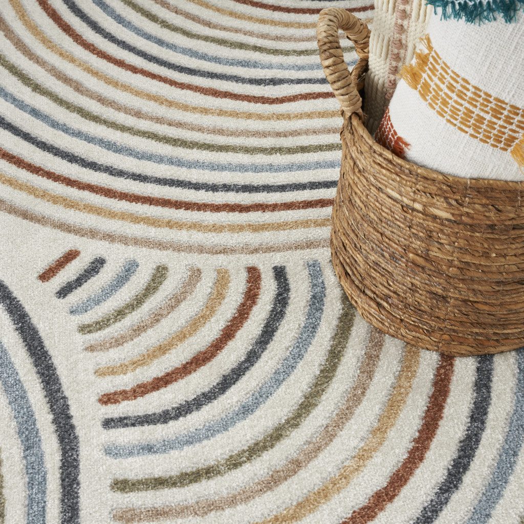 8′ X 10′ Blue and Ivory Abstract Washable Area Rug