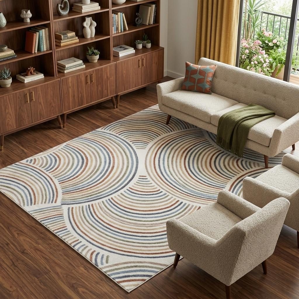 8′ X 10′ Blue and Ivory Abstract Washable Area Rug