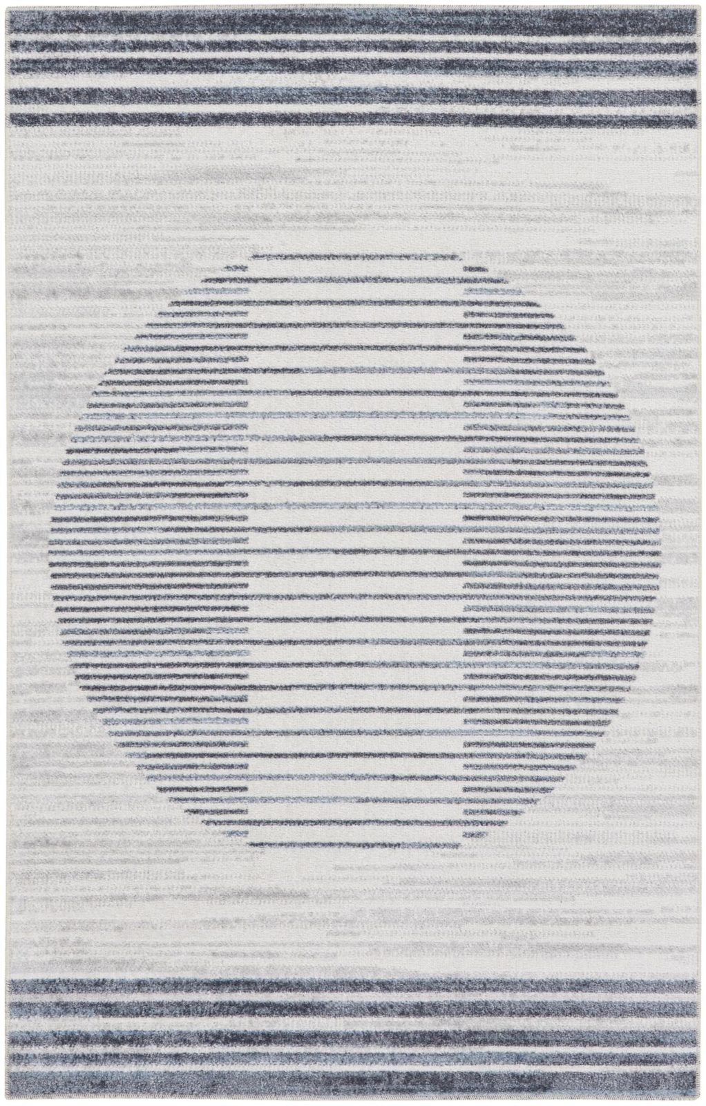 3′ X 5′ Blue and Ivory Geometric Washable Area Rug