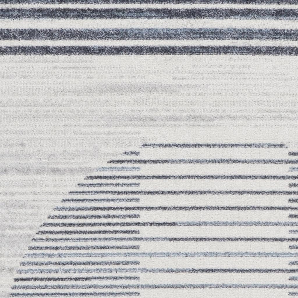 3′ X 5′ Blue and Ivory Geometric Washable Area Rug