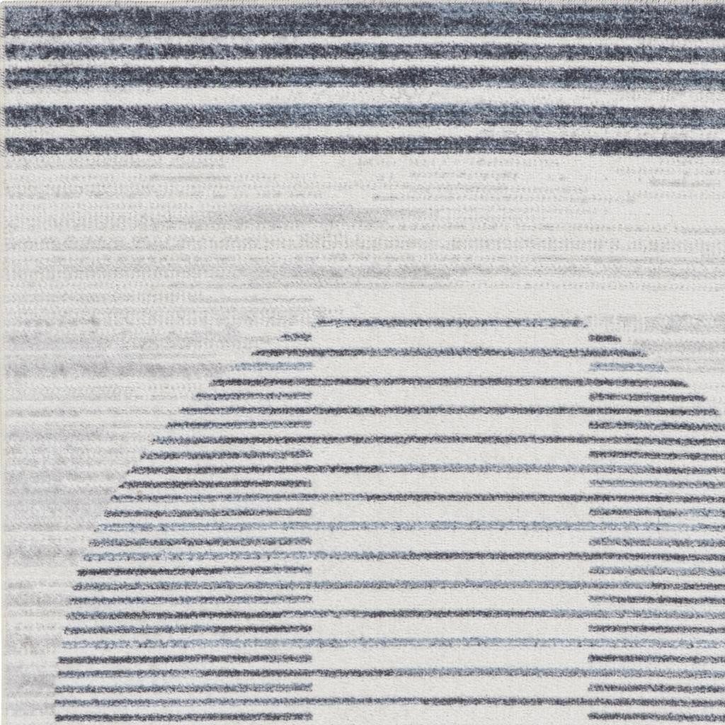 3′ X 5′ Blue and Ivory Geometric Washable Area Rug