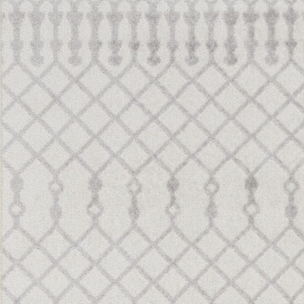 10′ Gray and Ivory Moroccan Washable Runner Rug
